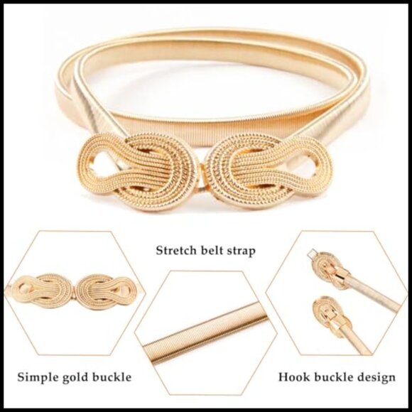 Metal Stretch Waist Skinny Belt with Knot Buckle